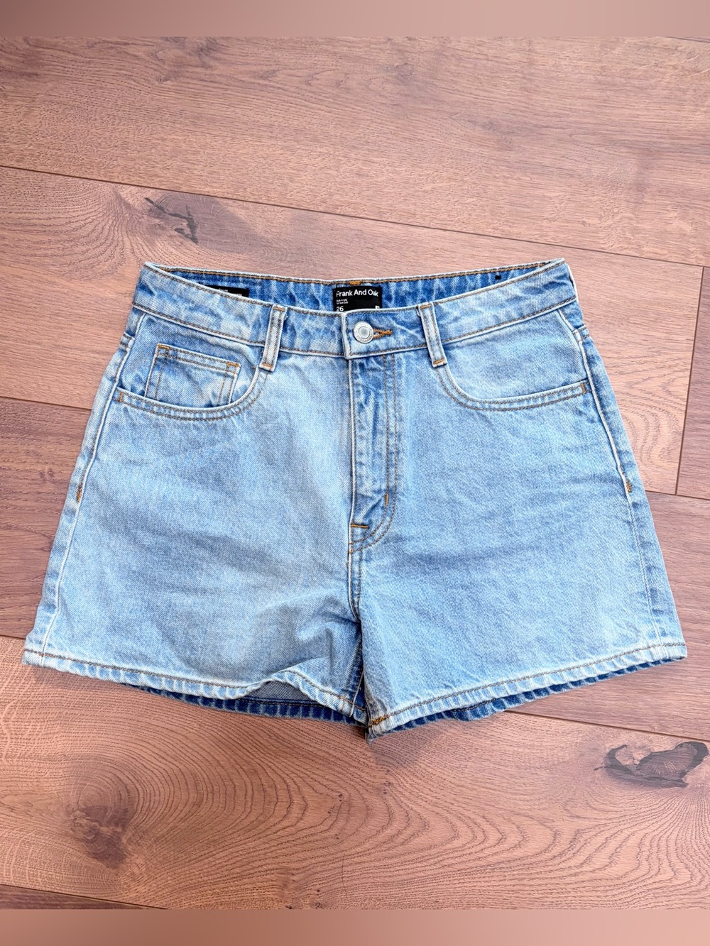 Frank & Oak Light Blue Denim High-Rise Jean Shorts